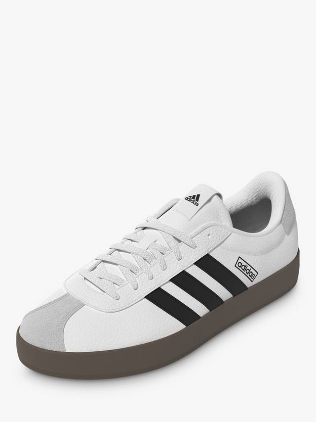 Кроссовки на контрастной подошве vl court adidas, белый/черный — фото 3