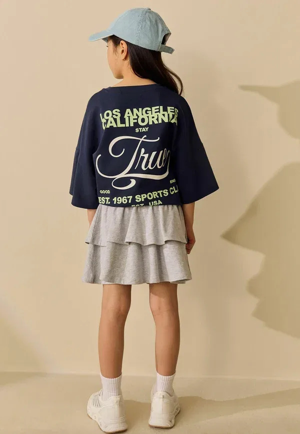 Юбка A-силуэта Regular fit tiered rara skirt Next, серый меланж — фото 2