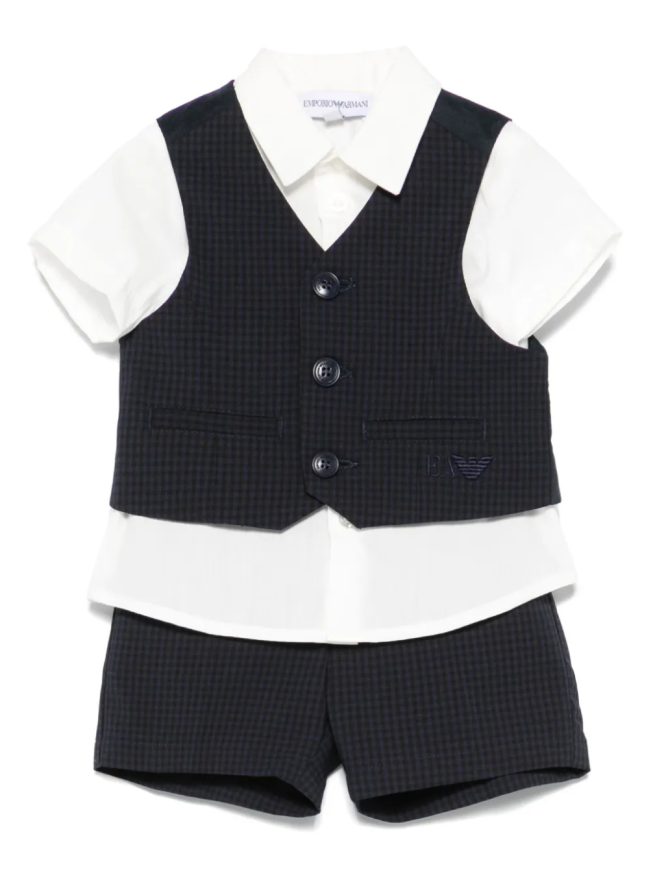 

Emporio Armani Kids комплект из топа и шортов в клетку, синий