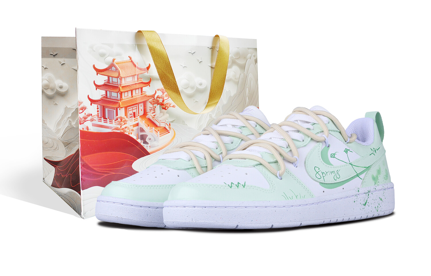 

Кроссовки Nike Court Borough Skateboard Shoes Women's Low-Top White, Зеленый, Кроссовки Nike Court Borough Skateboard Shoes Women's Low-Top White