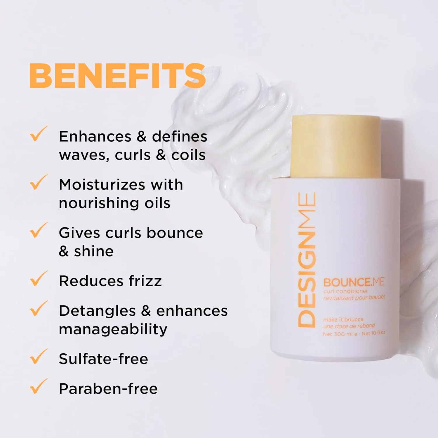 Design.Me BOUNCE.ME набор шампунь и кондиционер для кудрявых волос, 10 fl oz увлажняющий кондиционер и шампунь с аргановым маслом, против пушистости и для питания — фото 3