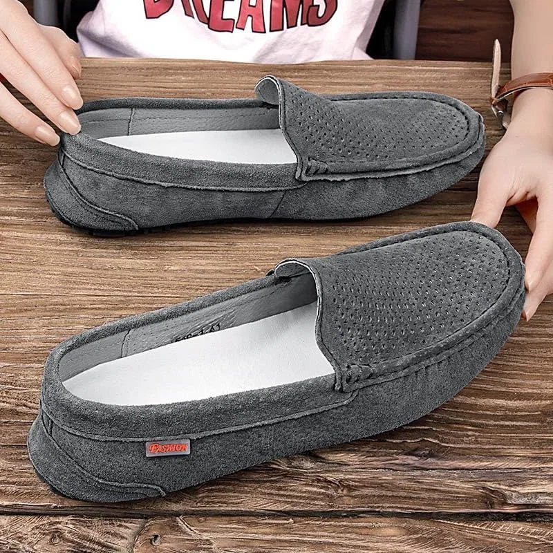Лоферы мужские, дышащая замша, Slip-on, серый PUGHGAETZF — фото 3