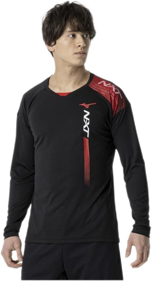 

Волейбольная тренировочная толстовка Mizuno N-XT, с длинным рукавом, стандартный крой, Mizuno Move Tech V2MAA511, черный/красный