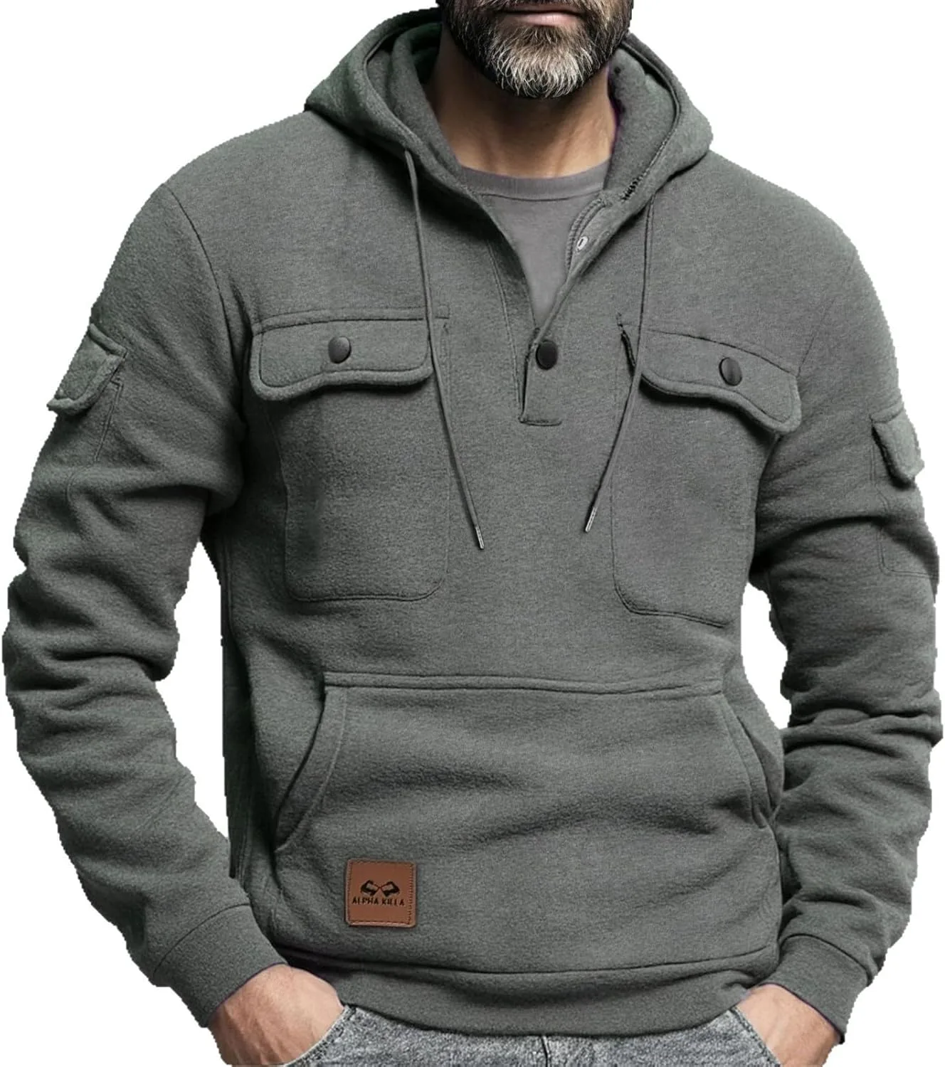 

Толстовка Fleece с капюшоном на шнурке, мужская, утепленная