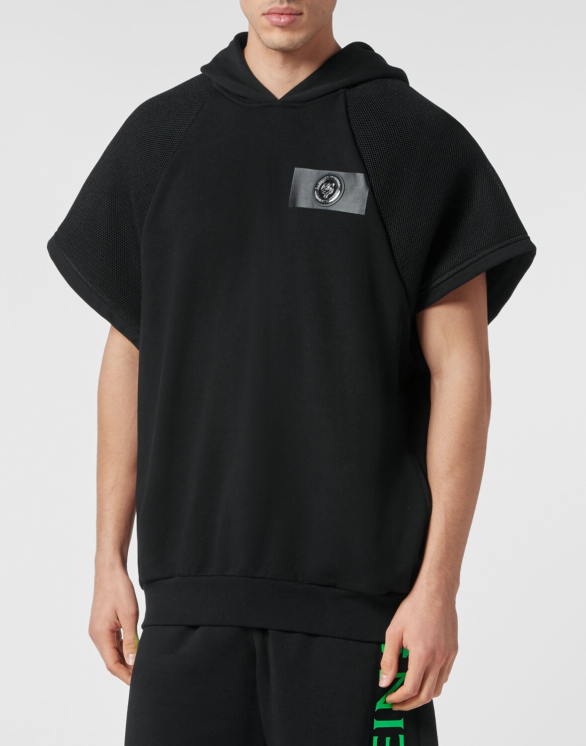 

Майка для бега Plein Sport, цвет Black+Green Fluo