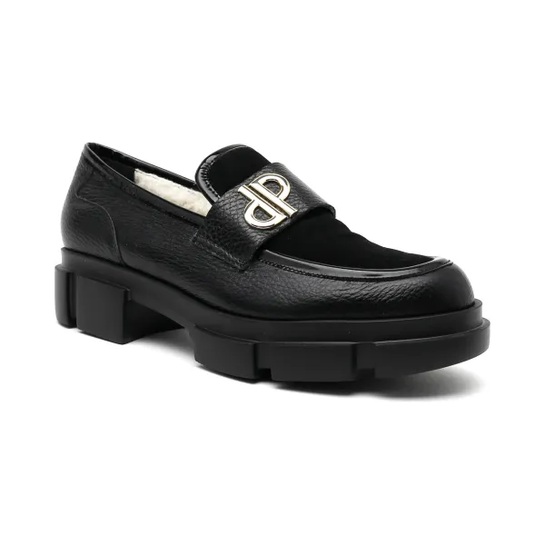 Кожаные мокасины Pollini, черный
