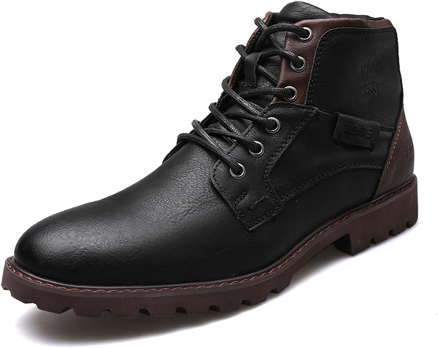 

Ботинки UOQAPRE для мужчин, кожаные ботинки на танкетке с боковой молнией, мужские мотоциклетные ботинки с регулируемой шириной, черный