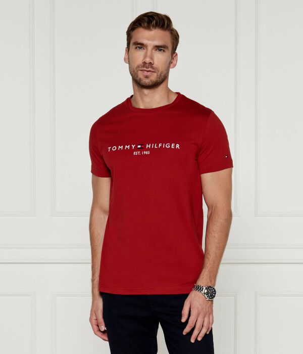 Футболка мужская Tommy Hilfiger облегающего кроя с логотипом бренда, красный — фото 3