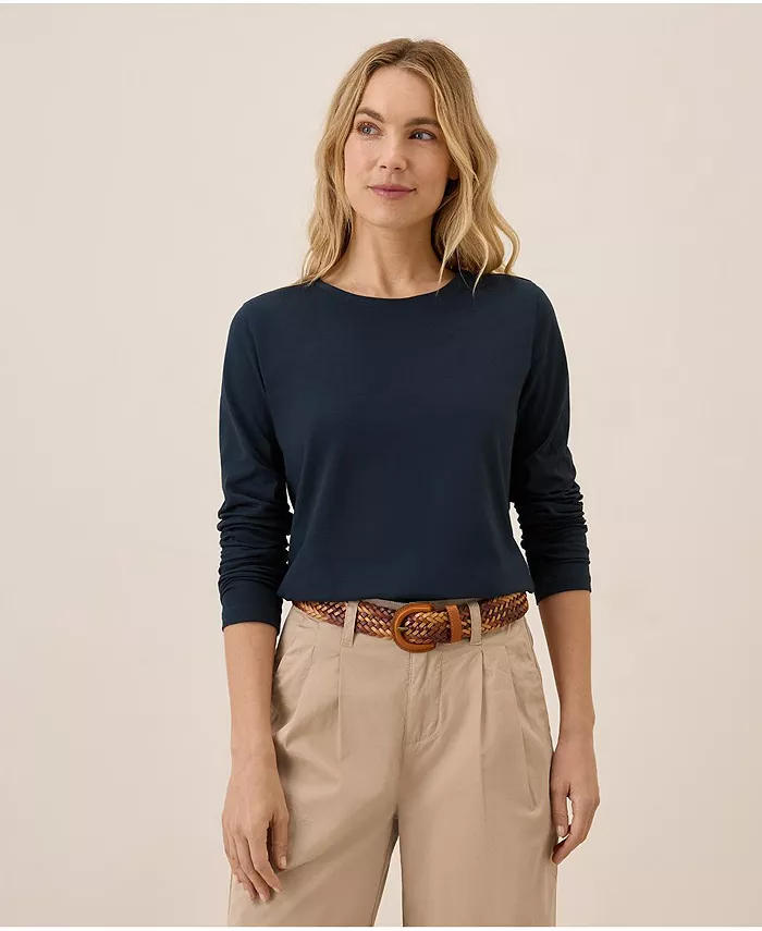 

Женская футболка с длинным рукавом из органического хлопка Luxe Stretch Jersey Pact, синий
