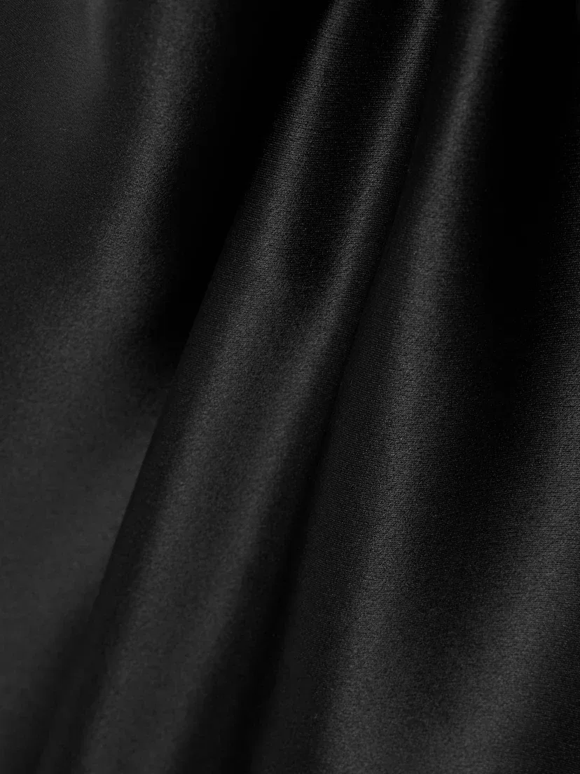 Драпированное мини-платье из шелкового атласа SAINT LAURENT, черный — фото 4
