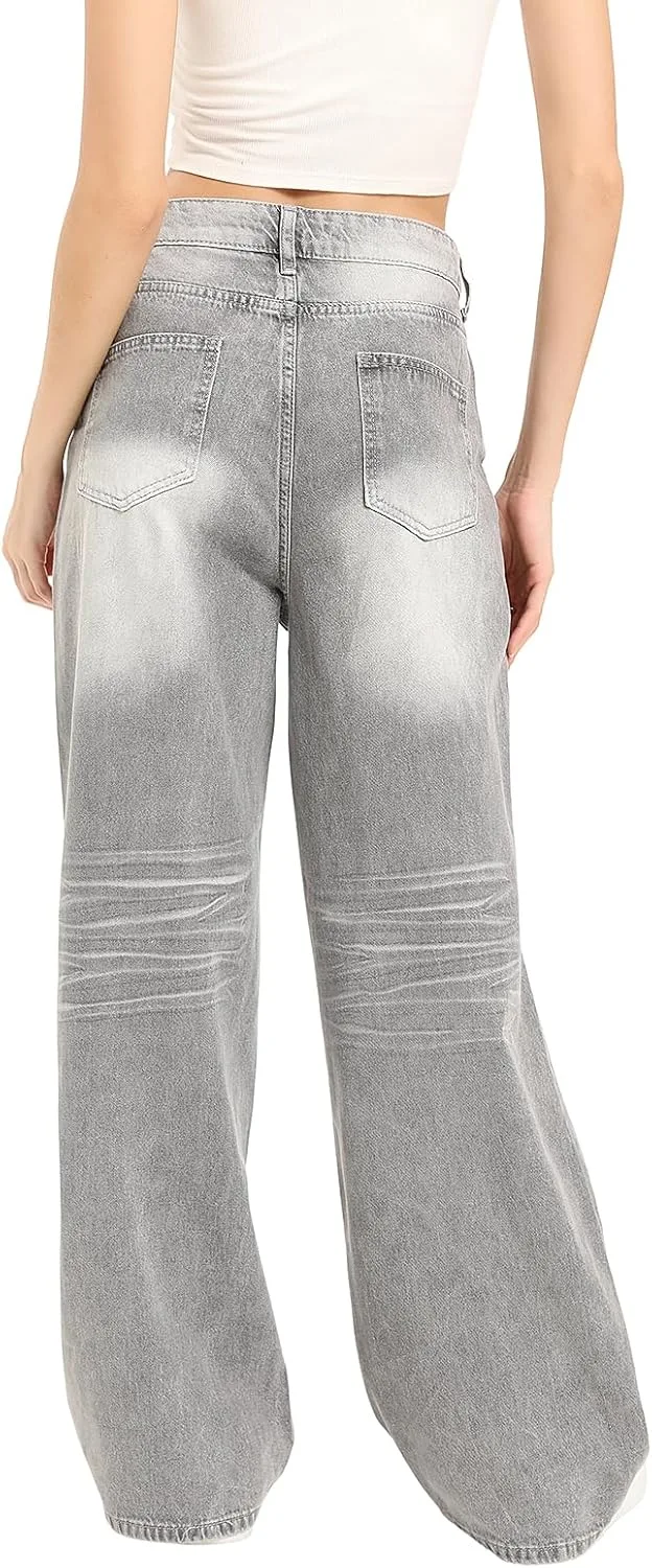 Женские джинсы High Waisted Wide Leg в стиле Y2K — фото 3