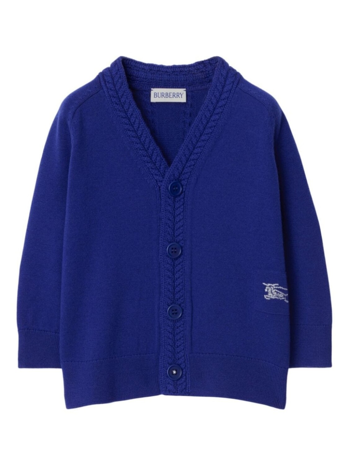 

Burberry Kids eKD-вышитый шерстяной кардиган, синий
