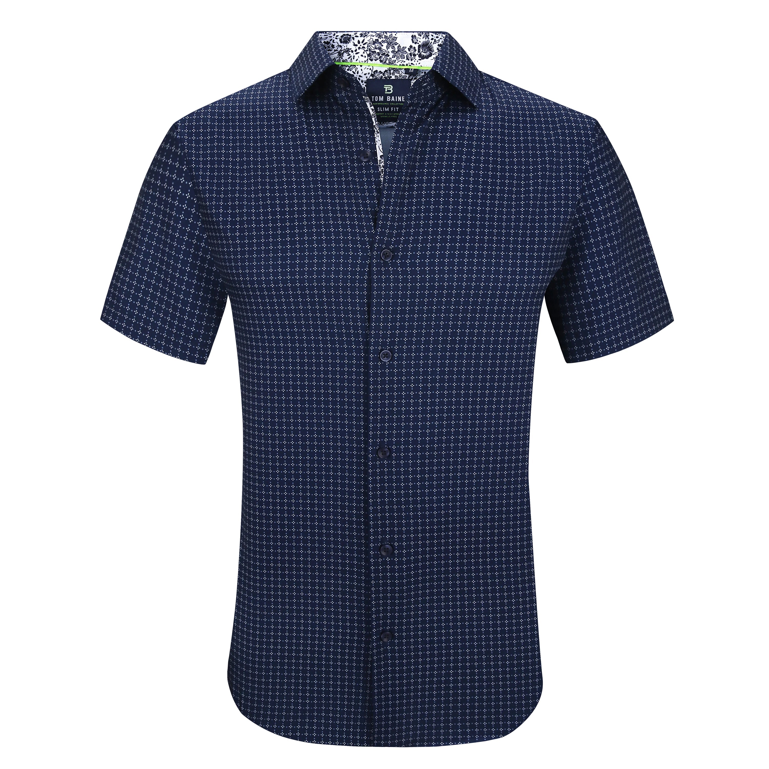 

Tom Baine Slim Fit рубашка мужская с коротким рукавом Performance Stretch Button Down, темно-синий