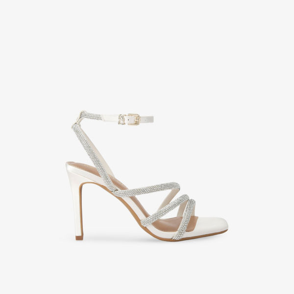 Босоножки Kg Kurt Geiger на каблуке с отделкой из страз, белый