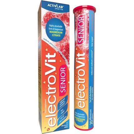 

ElectroVit Senior высококачественная детская добавка с цитратом магния 20 шипучих таблеток со вкусом малины и витамином С в виде магния Activlab