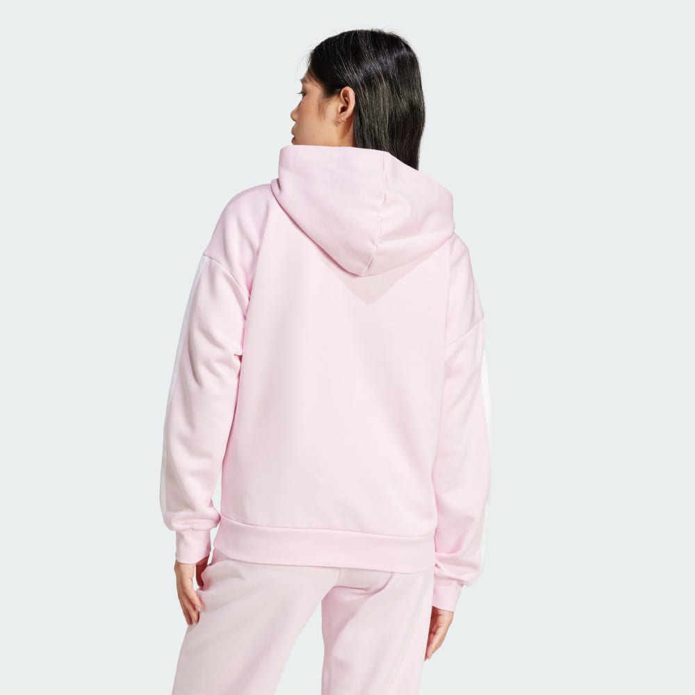 Толстовка Adidas Sportswear Essentials 3-Stripes Full-Zip Fleece, прозрачно-розовый/белый — фото 2
