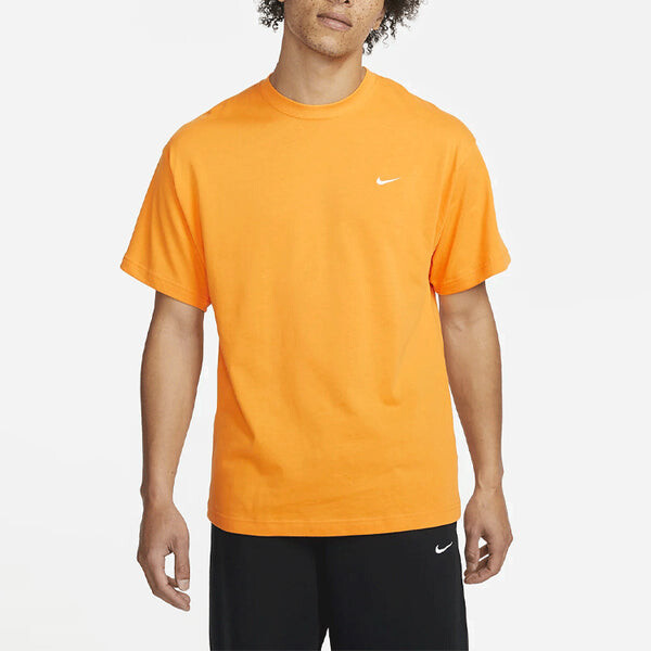 Футболка men's solo swoosh small label logo solid color sports round neck short sleeve gold orange t-shirt Nike, оранжевый — фото 4