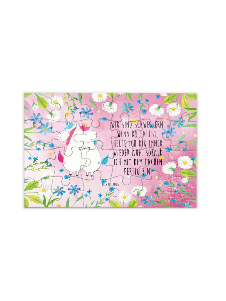 

Mr. & Mrs. Panda Головоломка: Единороги обнимаются, надпись выполнена в пастельно-красных тонах