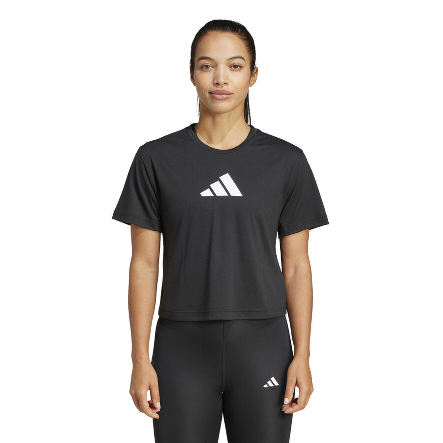 Женская футболка ADIDAS - черная с логотипом — фото 2