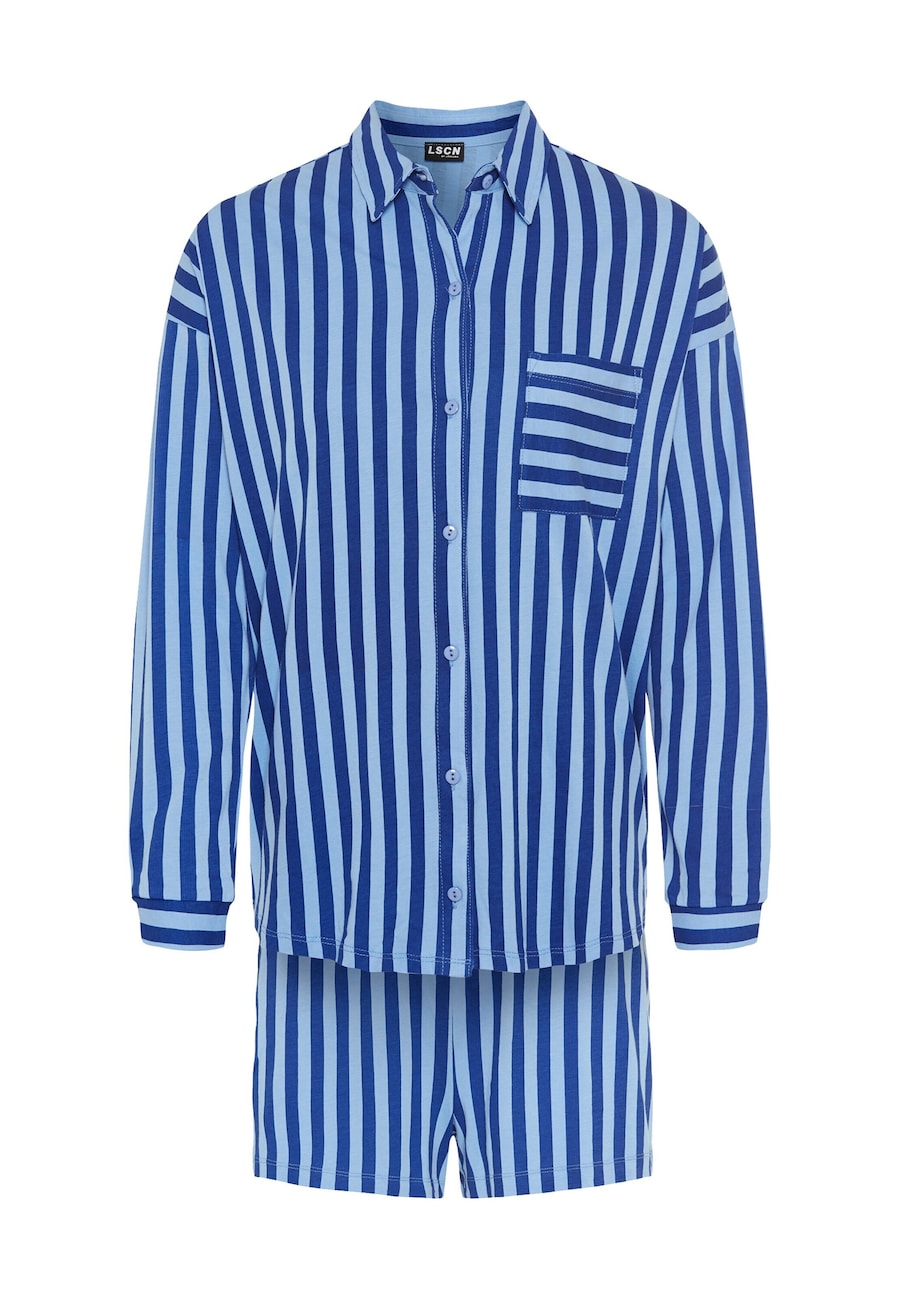 

Короткий пижамный комплект LSCN by LASCANA, светло-синий/темно-синий