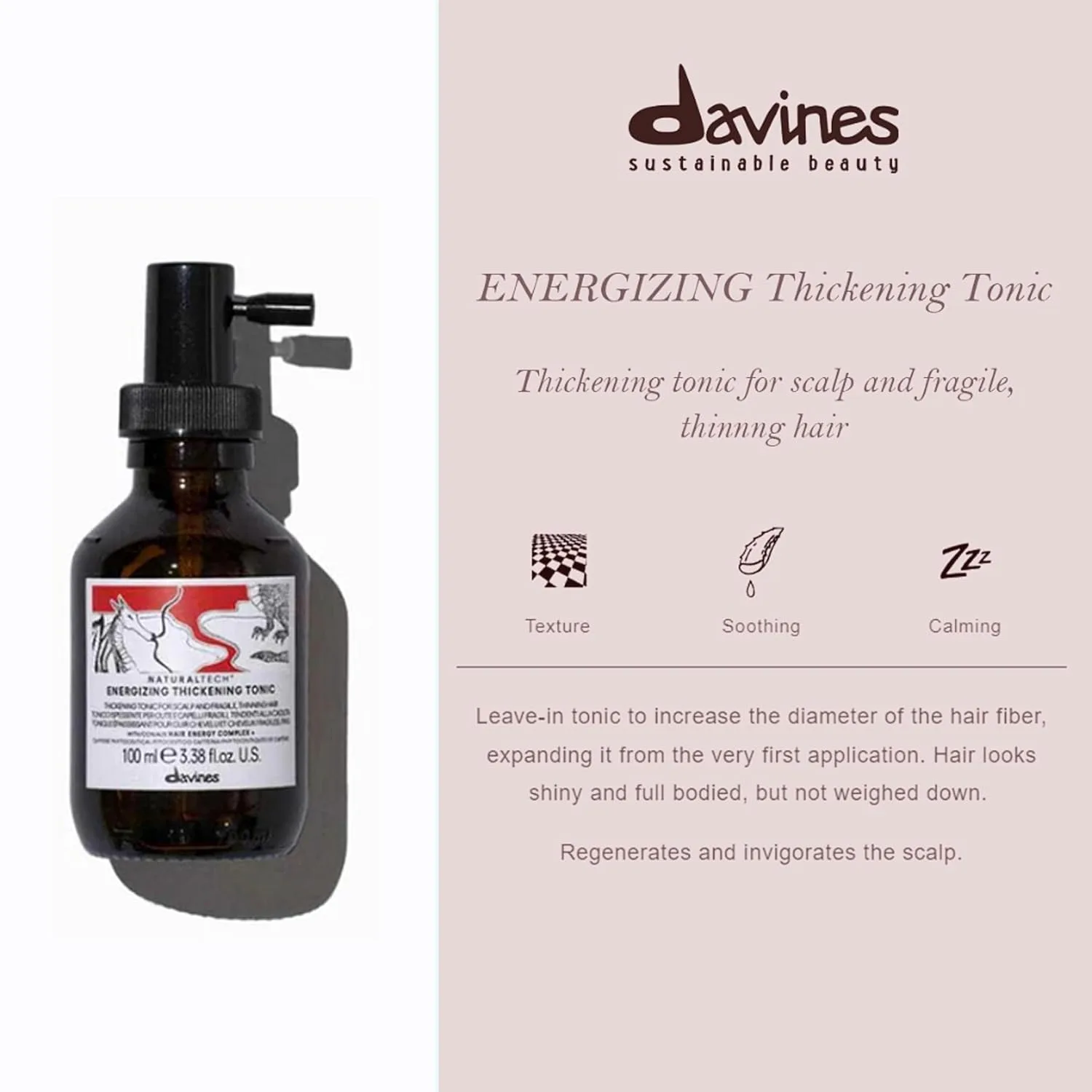 Davines Naturaltech Energizing Thickening Tonic, тонизирующий и укрепляющий лосьон для истонченных волос и против выпадения, с кофеином Phytoceuticals, мгновенно уплотняет волос, дорожный размер, 100 мл — фото 3