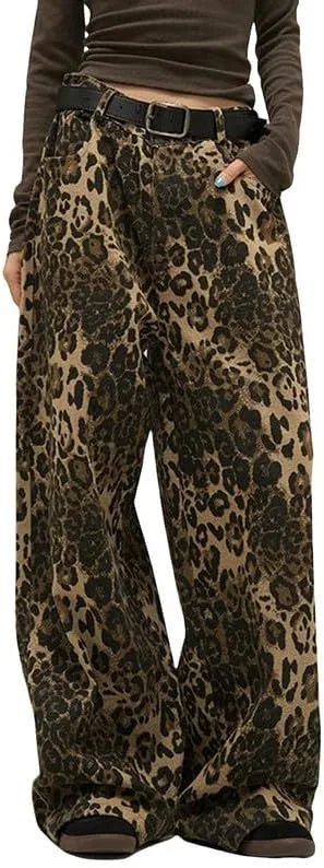 

Винтажные джинсы с леопардовым принтом для женщин в стиле Y2K NUFIWI