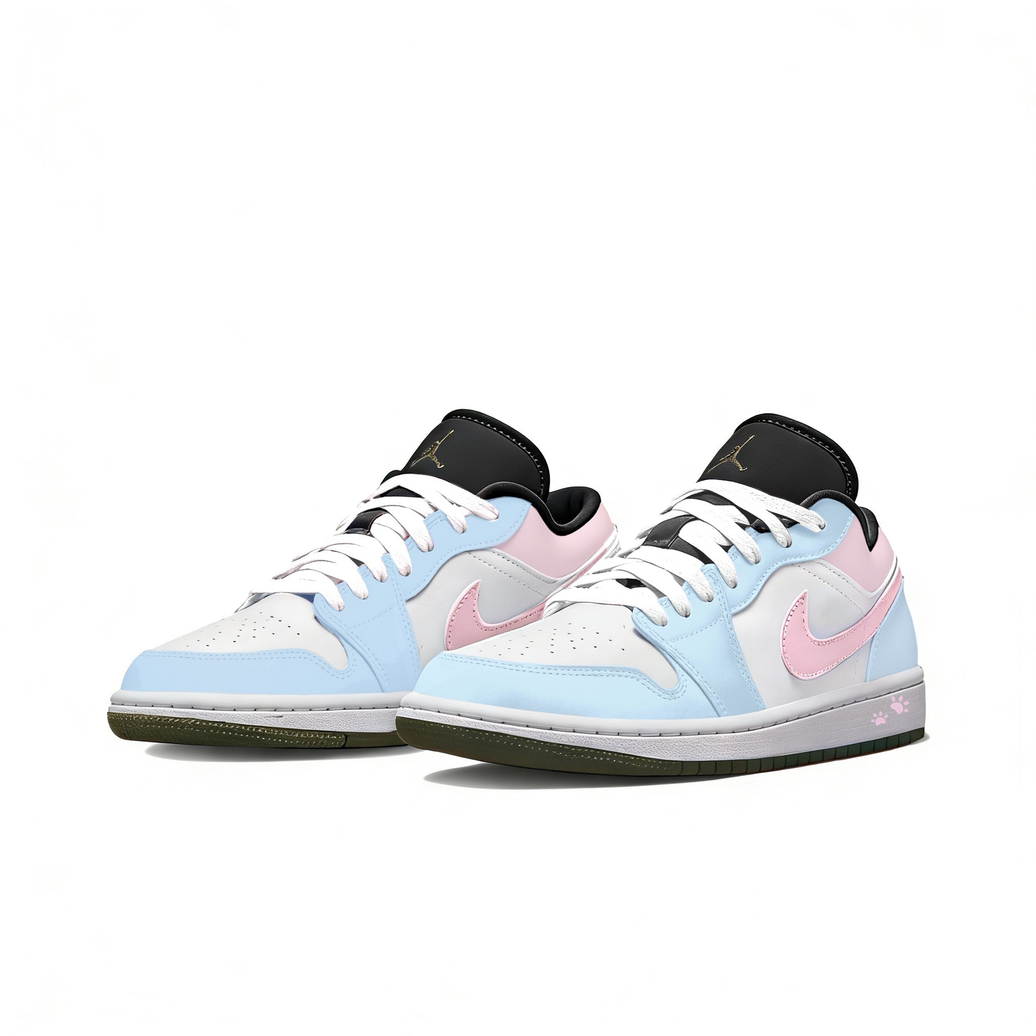 Jordan Air 1 LOW Slip Resistant, Abrasion Resistant, Breathable низкие детские баскетбольные кроссовки Blue Pink — фото 4