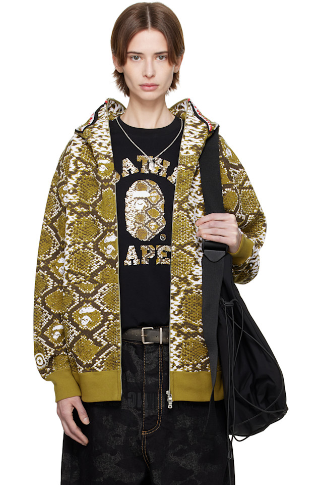 

эксклюзивный камуфляжный худи с акульим принтом Ssense Bape, цвет tan