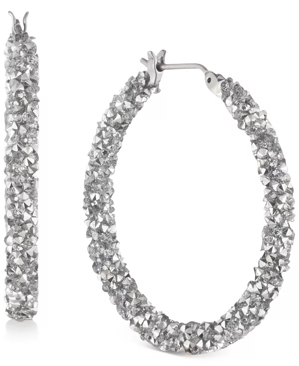 

Серьги-Кольца с кристаллами, 1-1/4 дюйма Karl Lagerfeld Paris, silver