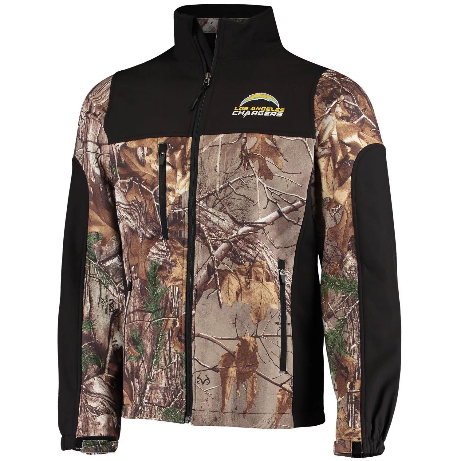 

Мужская куртка Dunbrooke Realtree Camo/Black Los Angeles Chargers Circle Hunter Softshell с молнией во всю длину