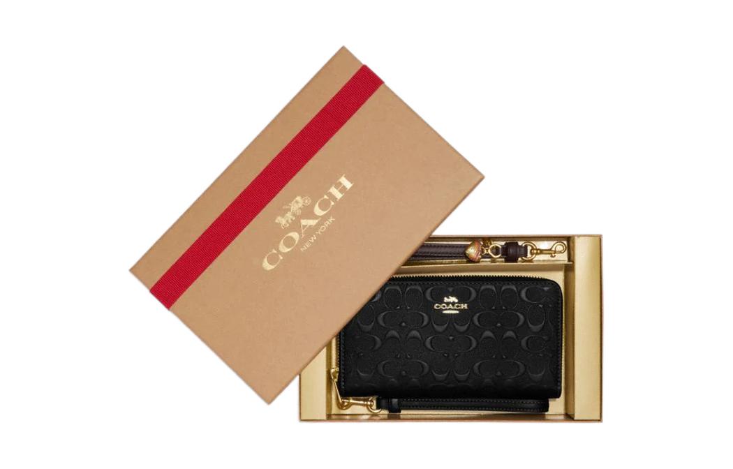 

COACH Кожаный кошелек-клатч с кардхолдером для женщин черный