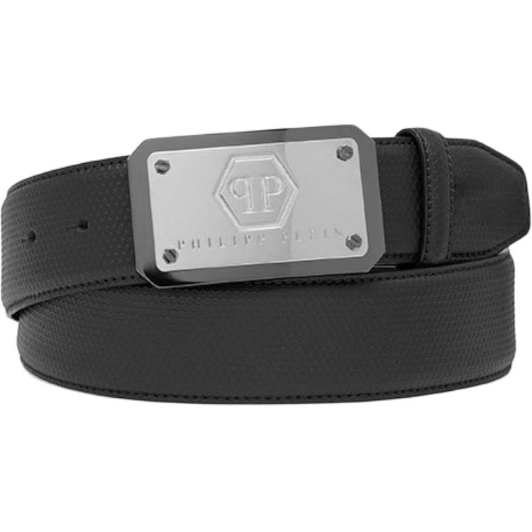 

PHILIPP PLEIN Мужской ремень из телячьей кожи черный шириной 4 см, Black