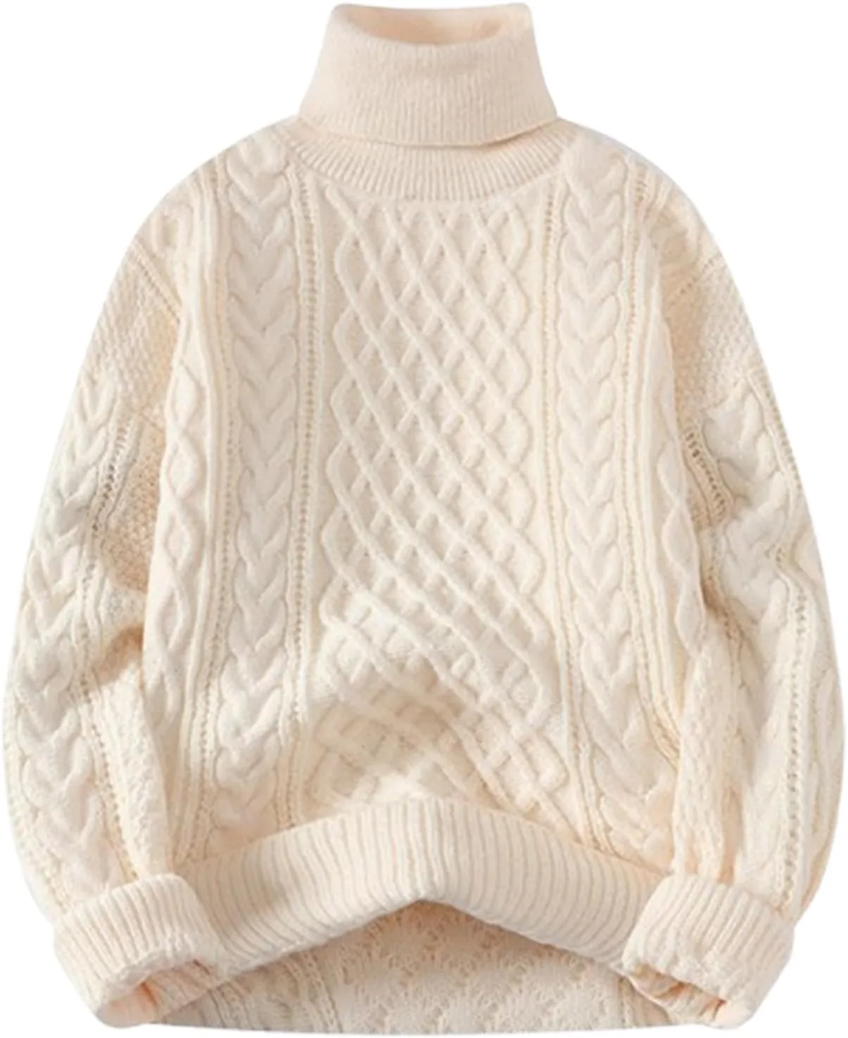 

Мужской и женский зимний свитер с воротником-водолазкой, утепленный флисом, в стиле ретро с косой вязкой MUSM