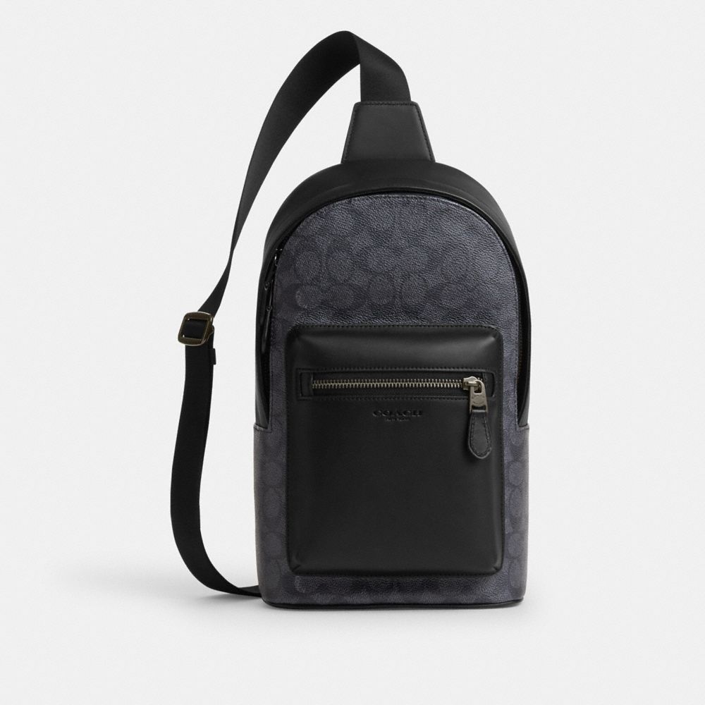 

Сумка Coach West Pack, серый/угольный/черный