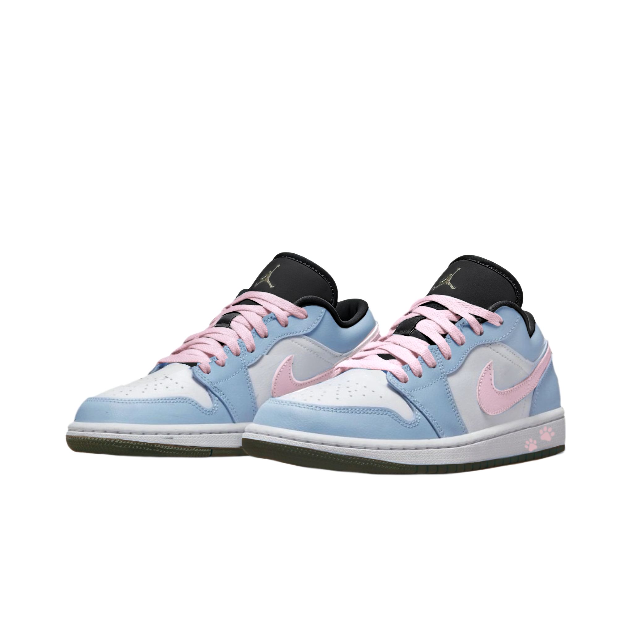 Jordan Air 1 LOW Slip Resistant, Abrasion Resistant, Breathable Low top детские баскетбольные кроссовки Blue Pink — фото 4
