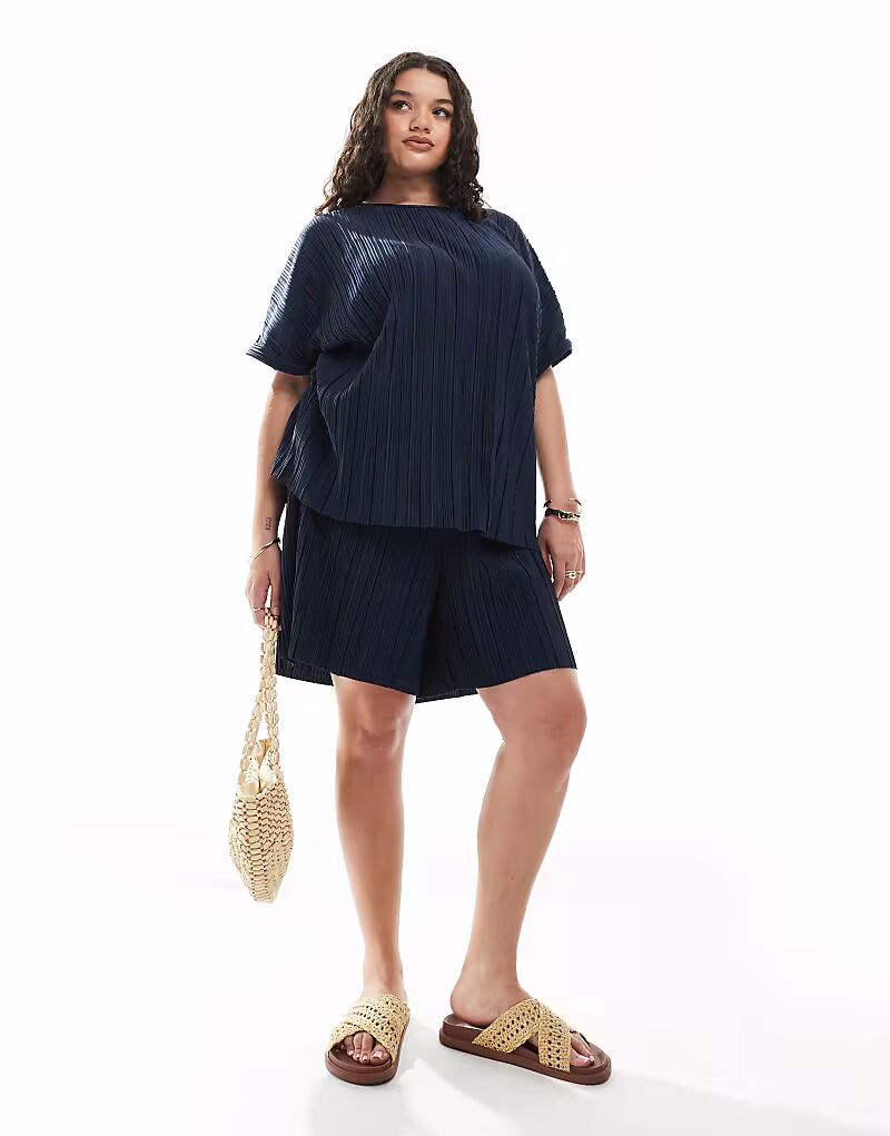 

Темно-синие короткие плиссированные комбинезоны Vero Moda Curve