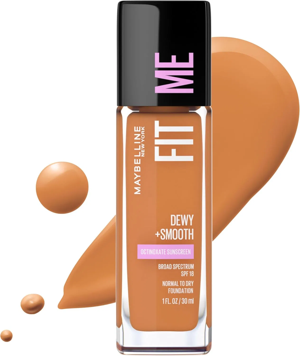 Тональное средство Fit Me Dewey + Smooth Foundation SPF 18, Maybelline, 1 шт, 30 мл, кокосовый