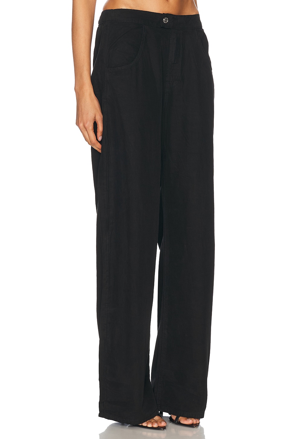 

Брюки из льна с завышенной талией Eddie Eb Denim, Black