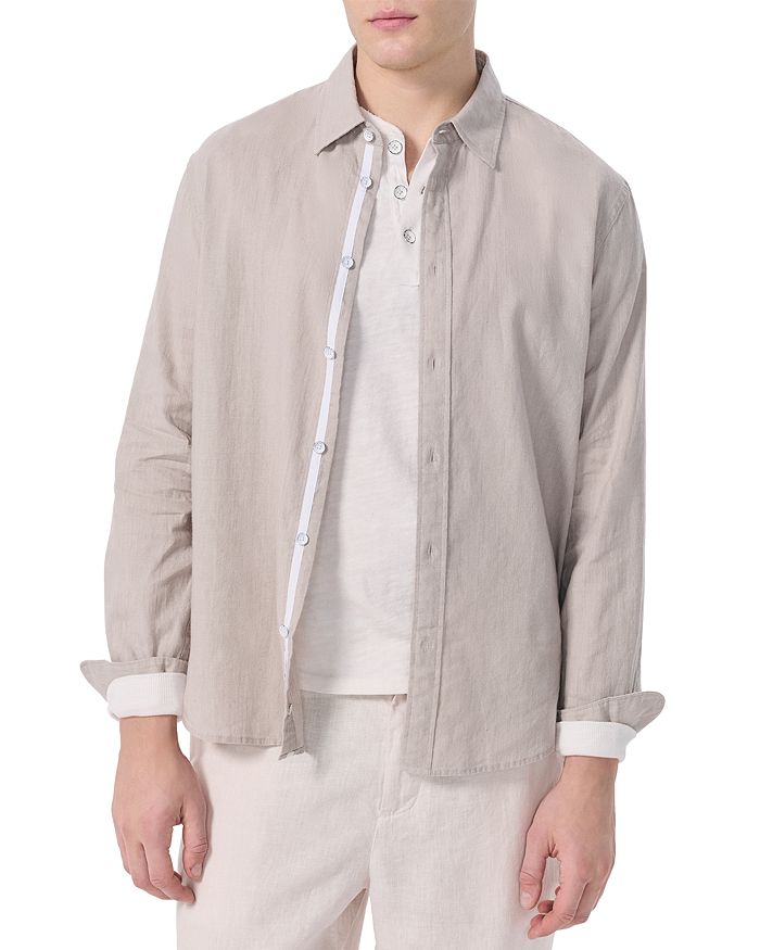 

Рубашка Finch с длинным рукавом из льна rag & bone, серый