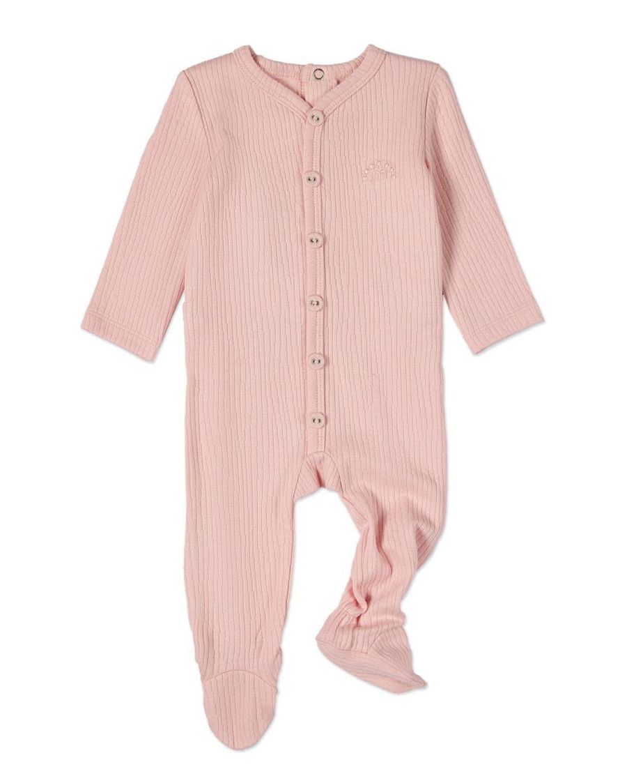 

Детский комбинезончик с застежкой на пуговицы, однотонный, из хлопковой смеси, в рубчик MeMoi, Seashell pink