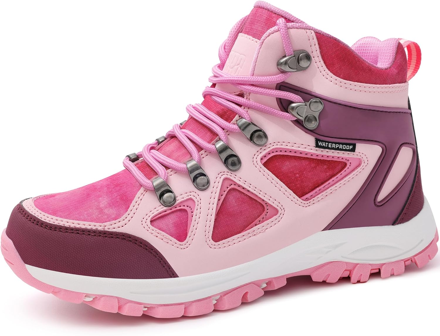 

Детские трекинговые ботинки R CORD, водонепроницаемые, противоскользящие, для активного отдыха, на шнуровке, для девочек, с прочной TPR подошвой для хорошего сцепления, Rose