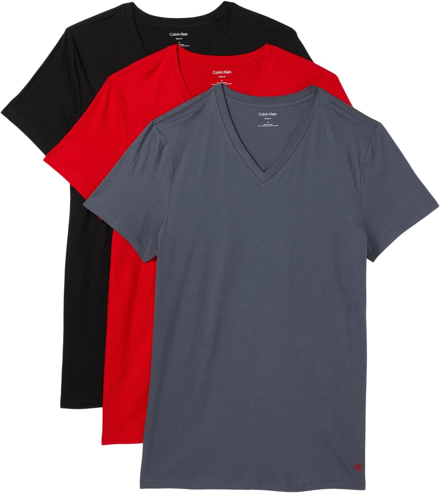 

Рубашка Calvin Klein Underwear Cotton Classics 3-pack Undershirt, цвет Turbulence/Adrenaline Rush/Black