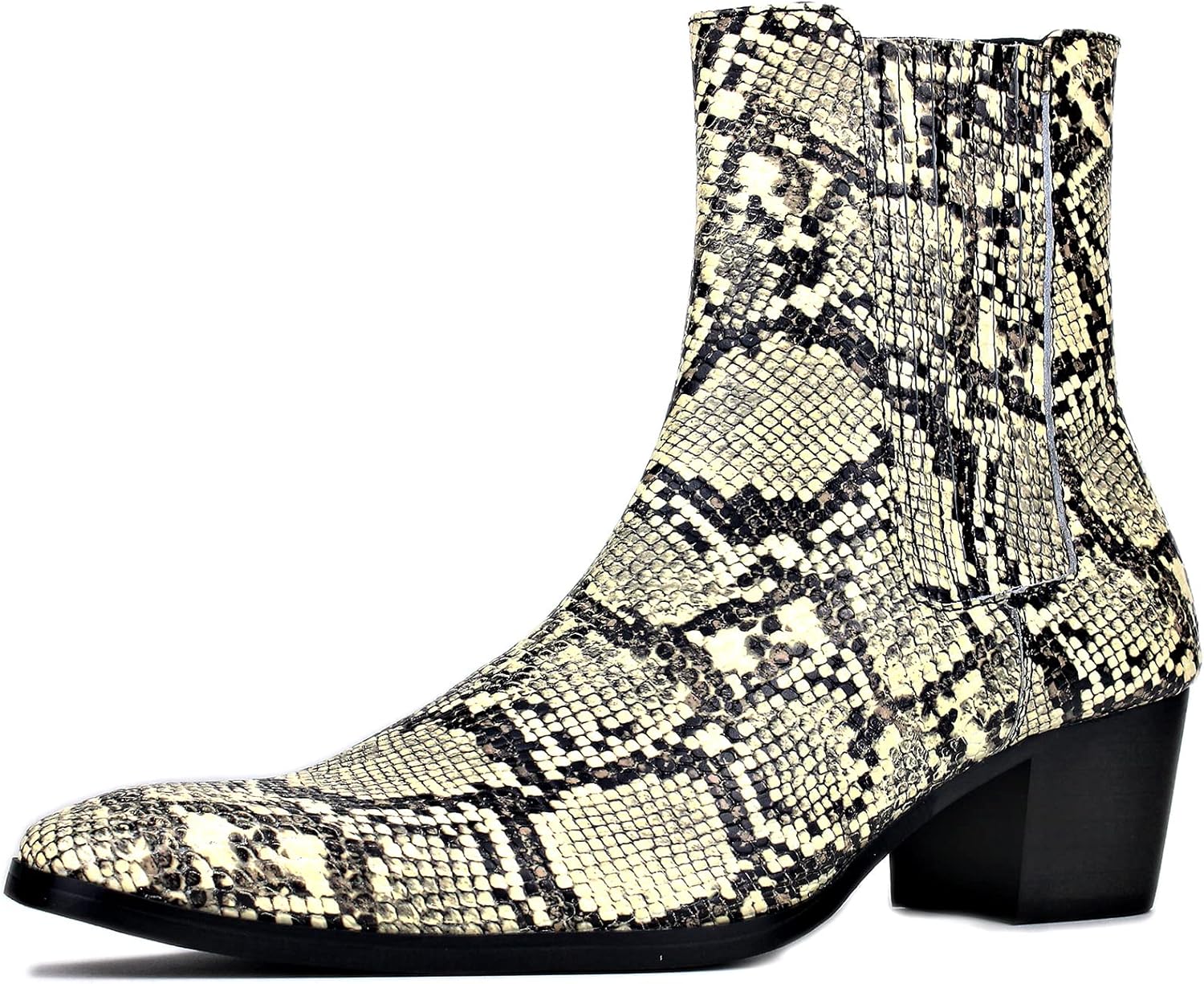 

Мужские ботинки OSSTONE Chelsea на щиколотку, кожаные, с принтом под змею, ботинки чукка на каблуке, ретро стиль, модель JY039-US, бежевый