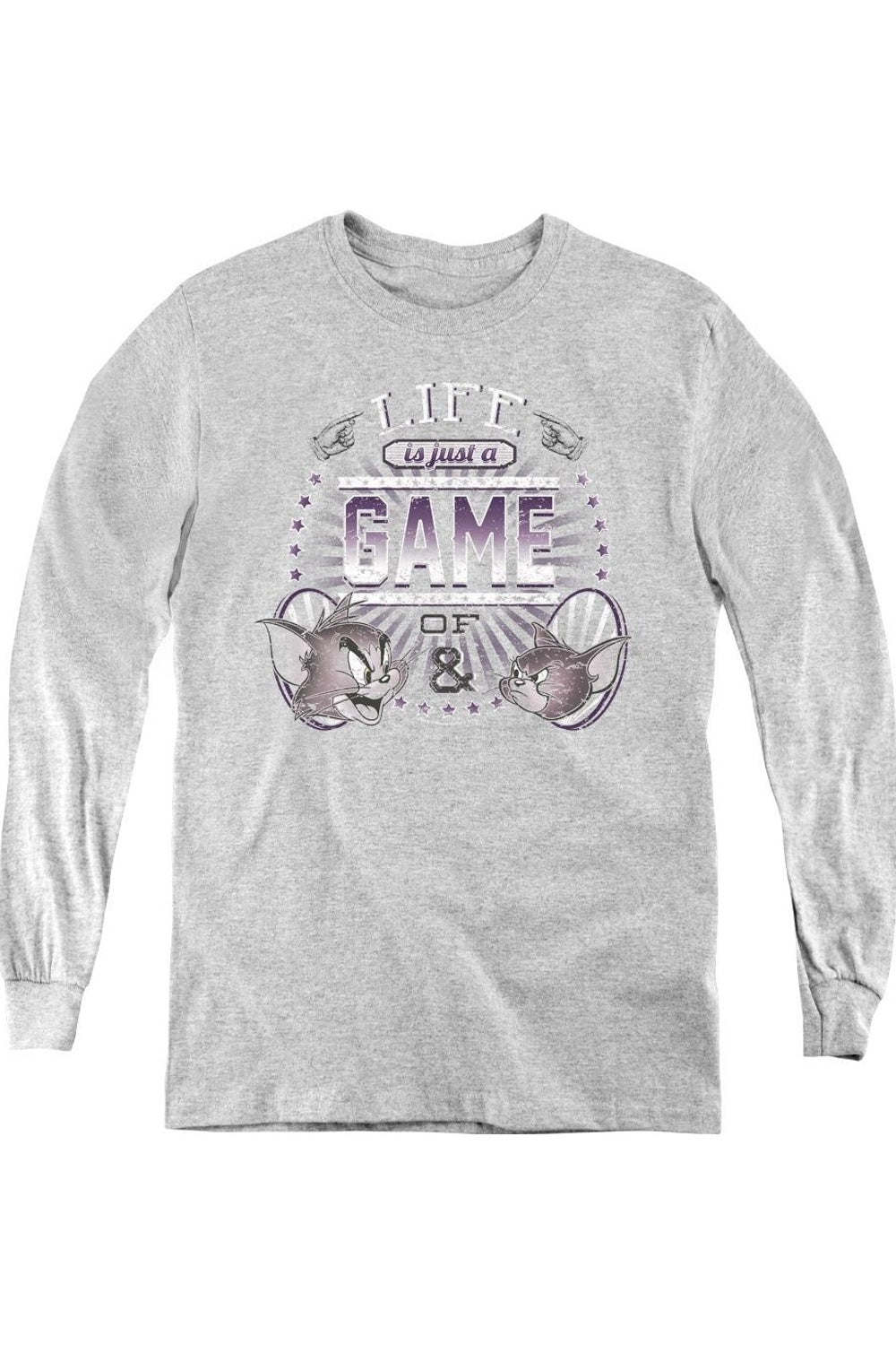 

Футболка с длинным рукавом Tom And Jerry «Жизнь - игра» для молодежи Gildan, Athletic Heather