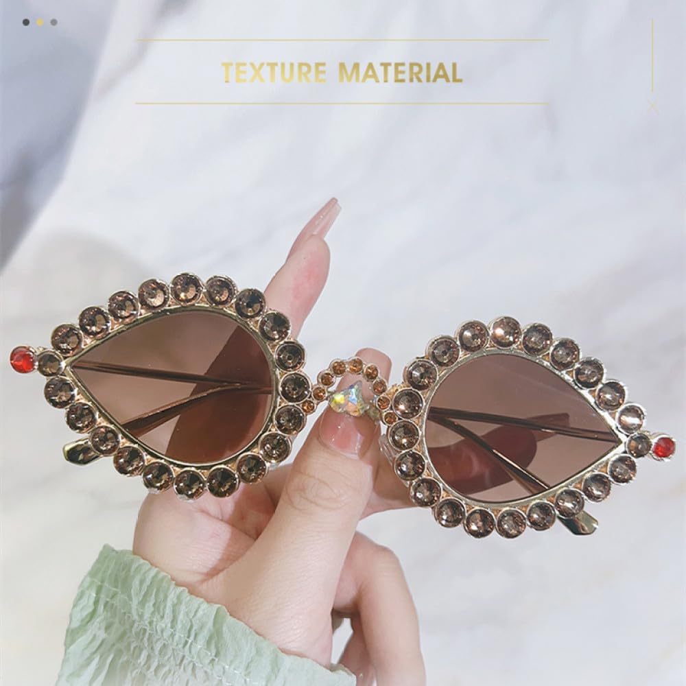 

MUTYNE Роскошные солнцезащитные очки с бриллиантами для женщин и мужчин, модные солнцезащитные очки в винтажном стиле панк, «кошачий глаз», с кристаллами, маленькие, Gold Black