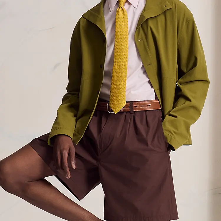 

HERMES Мужской желтый галстук из шелка тутового дерева