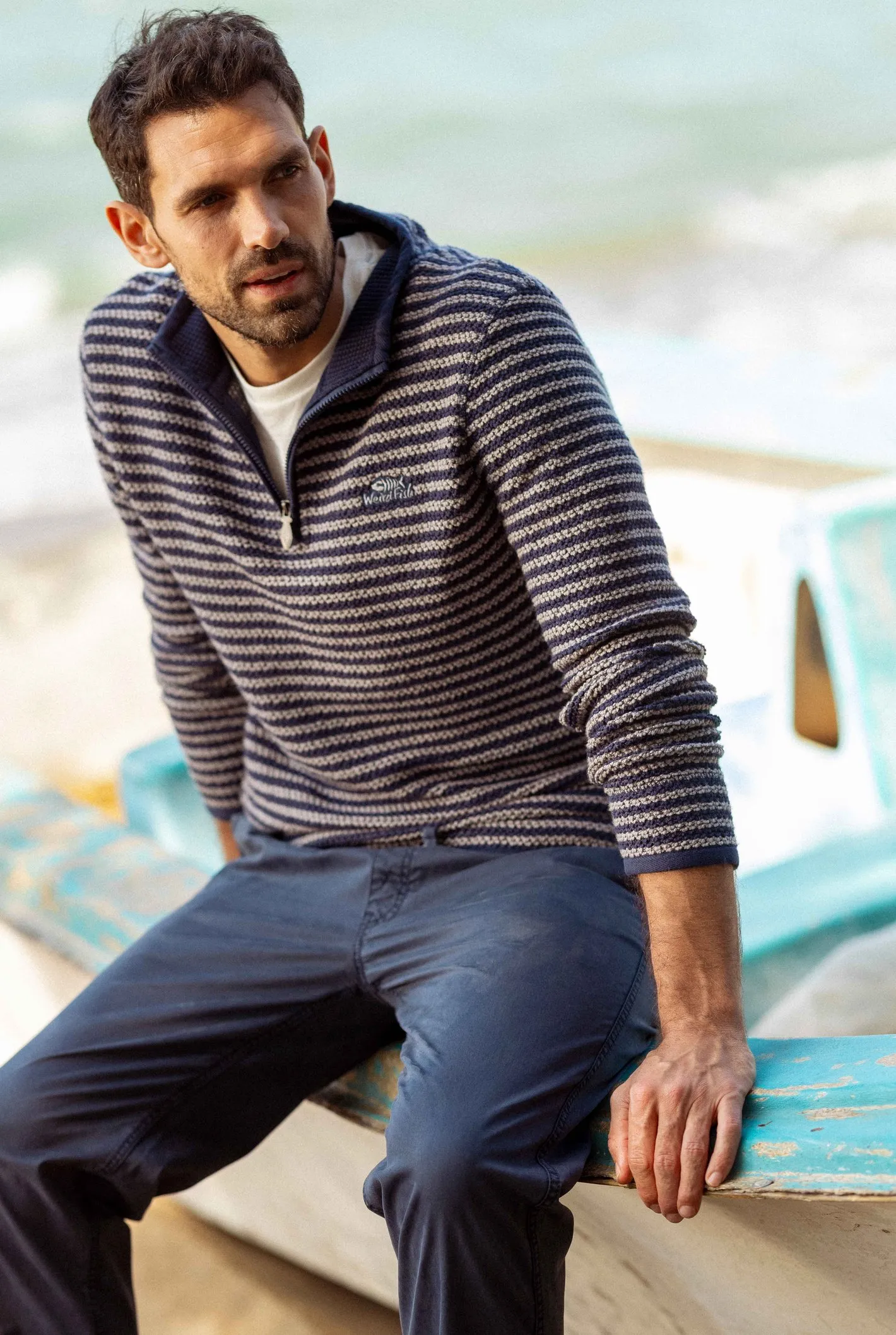 

Флисовая толстовка Shorling 1/4 Zip Stripe Eco Macaroni Weird Fish, серый