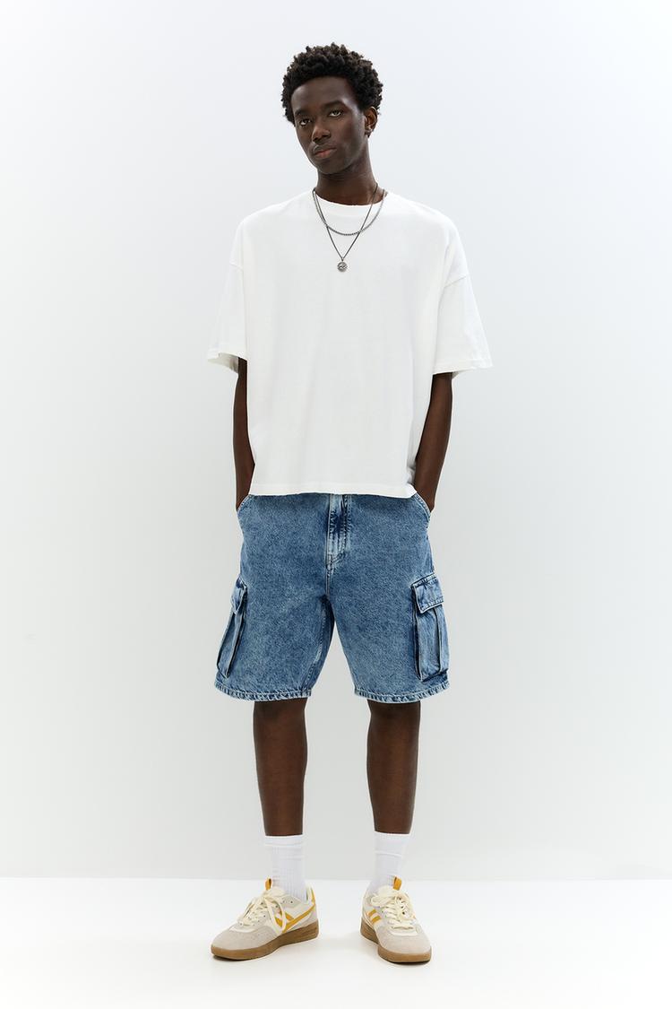 

Джинсовые шорты-карго Pull And Bear, синий