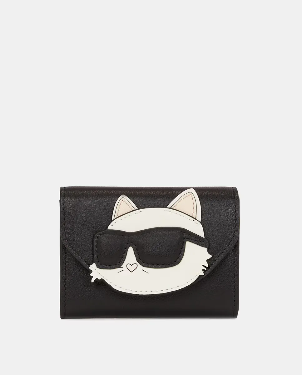 

Черный кошелек с фотографией кота Карла Лагерфельда Karl Lagerfeld, черный