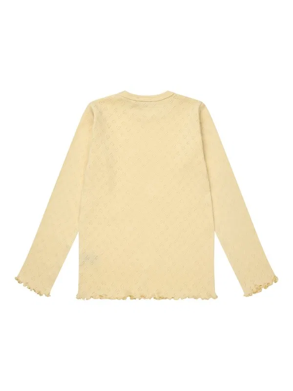 Футболка с длинными рукавами и ажурным узором в виде сердечек Copenhagen Colors, Light Yellow — фото 2